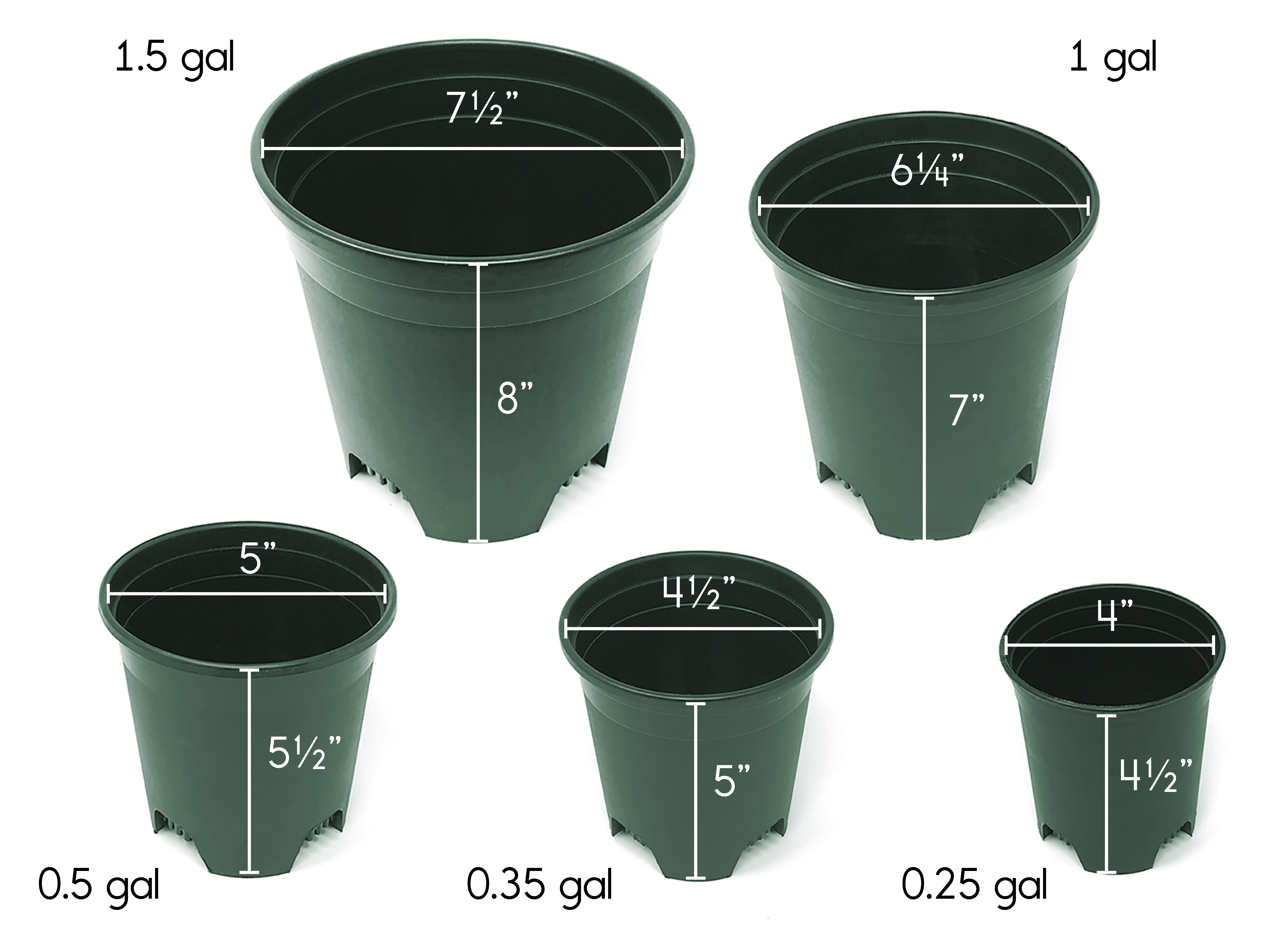 Cotta Planters 30-Pack 0.5 Gallon Plastic Nursery Plant Pots, Heavy Duty BPA-Free Recycled Plastic, Green
