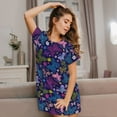 thumbnail image 3 of Xecao Colorful Butterflies for Women's Loose Nightgown Sleepwear Short Sleeves Shirt Casual Print Sleepdress, 3 of 6