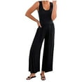 thumbnail image 2 of HUPOM Womens Wide Leg Pants Casual Women Capri Pants Chinos Low Waist Rise Long Straight-Leg Black M, 2 of 8