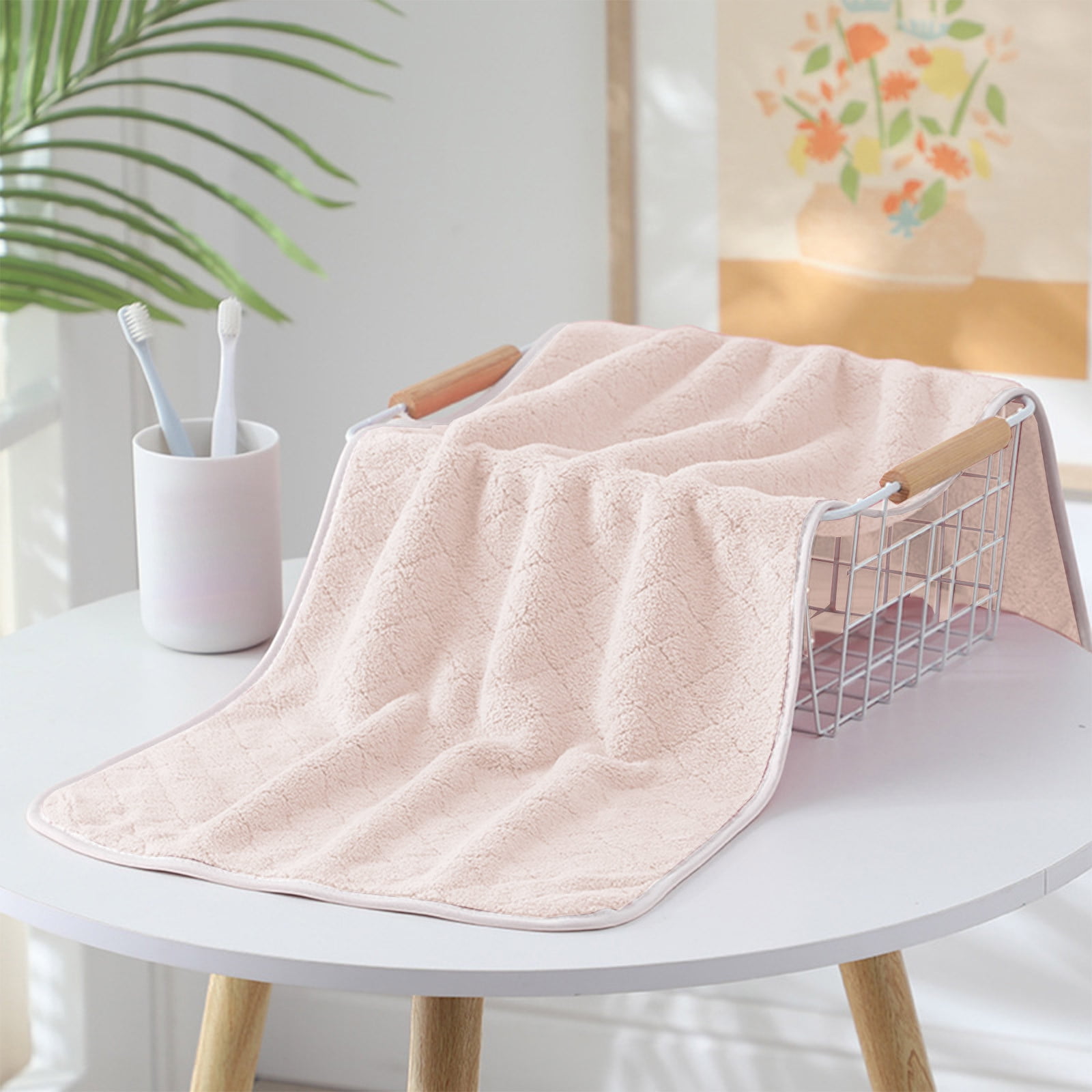 Hiroekza 8-Piece Coral Fleece Bath Towels Set for Bathroom 100% Cotton Towel Set Includes 2 Bath Towels 2 Hand Towels 4 Washcloths for Shower, Spa, Hotel & Home Bathroom Essentials Beige
