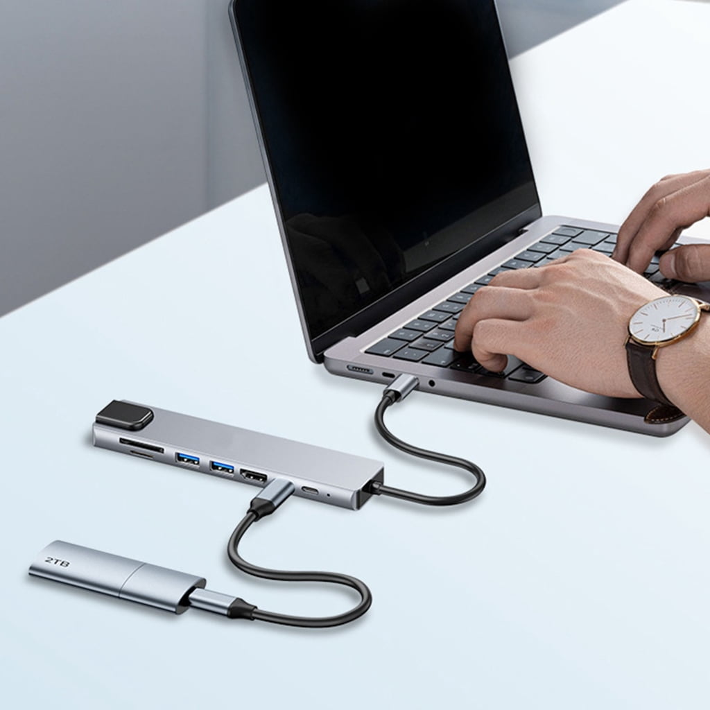WINDLAND Versatilitys USB C Docking Stations USB C to HDMIs Adapter with 4K HDMIs and TF Slots Compatible for Various Devices
