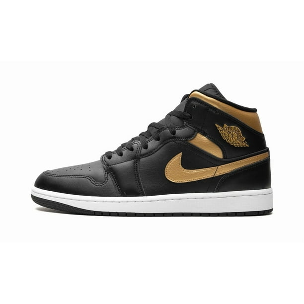 Men's Jo r-dan Brand Black & Gold Jo r-dan 1 Mid Basketball Shoes Brand New Size-9
