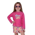 Girls Swim Set with Long Sleeve Rash Guard, Swim Shorts, Sunglasses