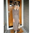 thumbnail image 3 of YOGAFOX Womens Fall Turtleneck Tie Waist Long Sleeve Ribbed Knit Midi Dress Khaki L, 3 of 5