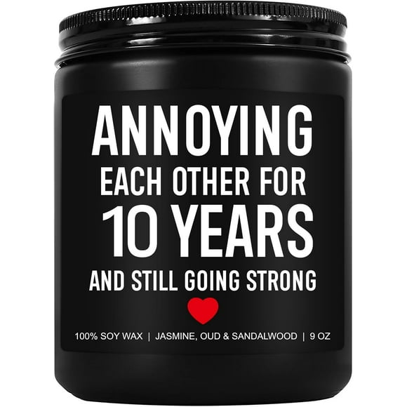 shiyou-10 Years Candle, 10 Year Anniversary, Gifts for Wife, Husband, 10th Anniversary, Gifts for Him, Her, 10 Year Wedding Anniversary, Gifts for Couples, Funny Gifts, 10 Year Tin Anniversary