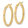 thumbnail image 3 of FJC Finejewelers 14 kt Yellow Gold with White and Rose Rhodium Polished and Satin Hoop Earrings 27 x 26 mm, 3 of 6