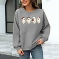 thumbnail image 3 of Neewe Christmas Women's Fall Oversized Sweatshirt Casual Waffle Knit Long Sleeve Crewneck Split Pullover Tunic Tops, 3 of 6
