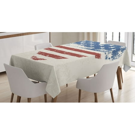 

Americana Tablecloth Patriotic America USA Flag Heart Shaped Stars and Stripes Inspirational Rectangular Table Cover for Dining Room Kitchen Decor 60 X 84 Blue Vermilion Cream by Ambesonne