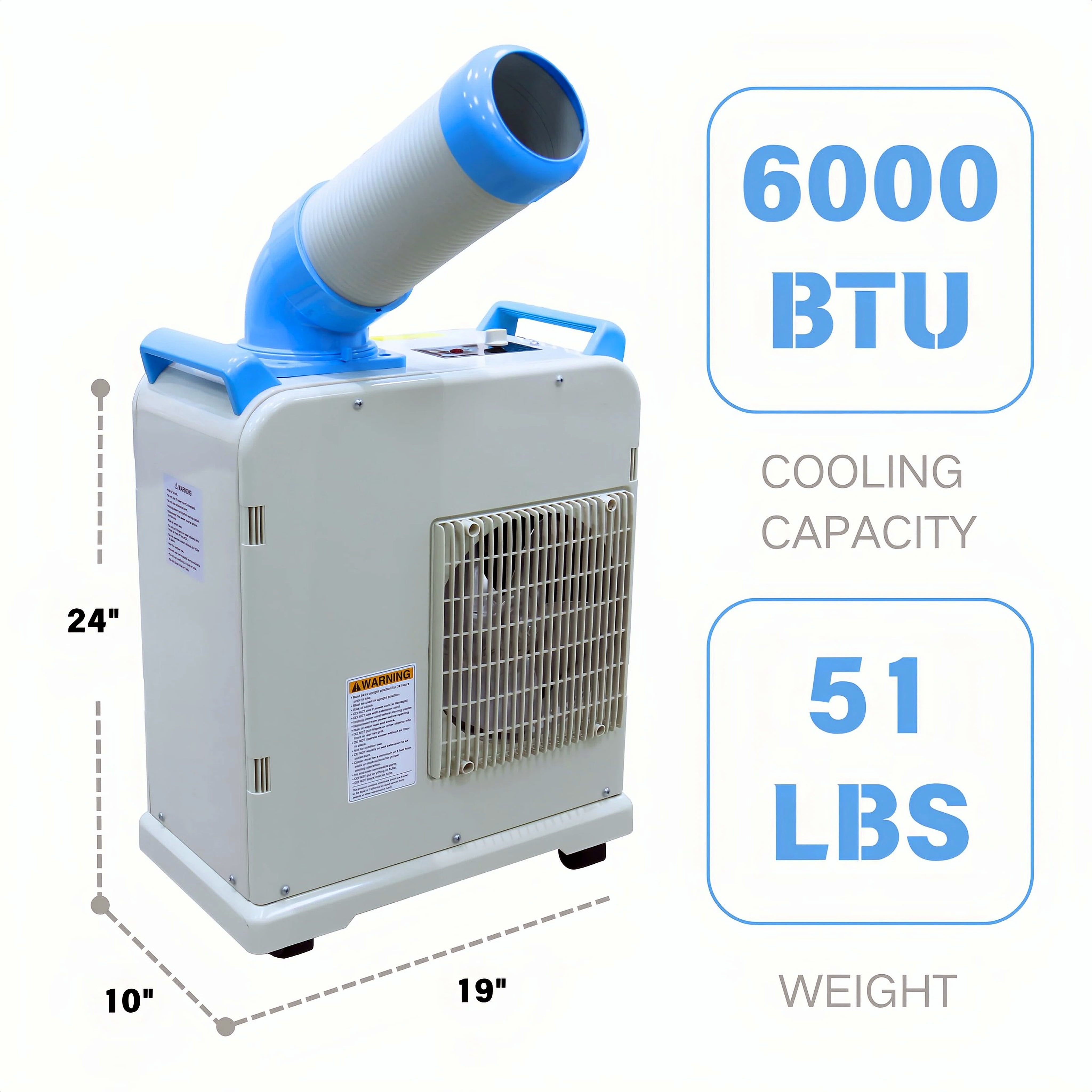 6000Btu Industrial Spot Air Conditioner, R32 Portable Air Conditioner, Mobile Spot Cooler for Garage Workshop Warehouse,Outdoor Use