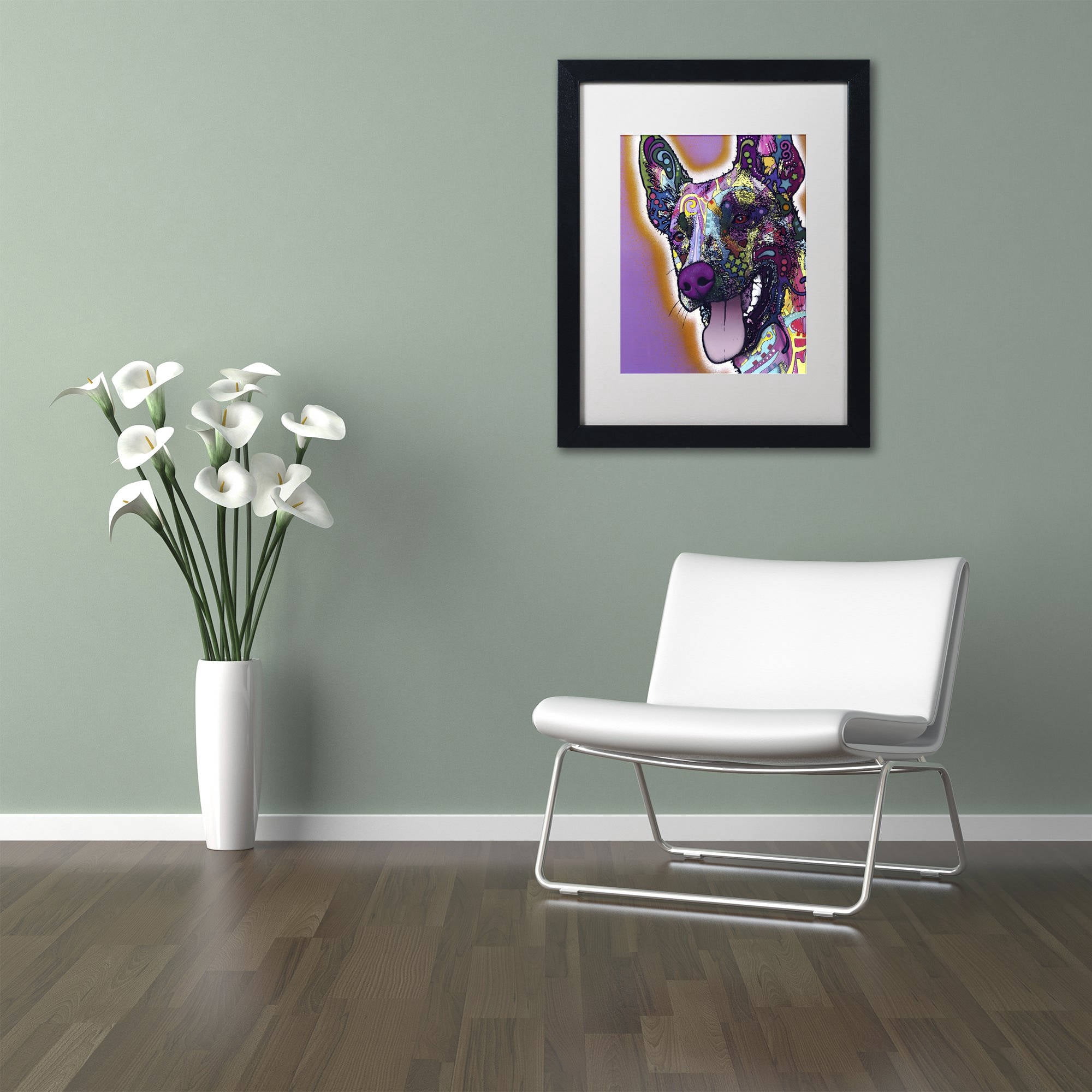 Trademark Fine Art "Malinois" Canvas Art by Dean Russo, White Matte, Black Frame