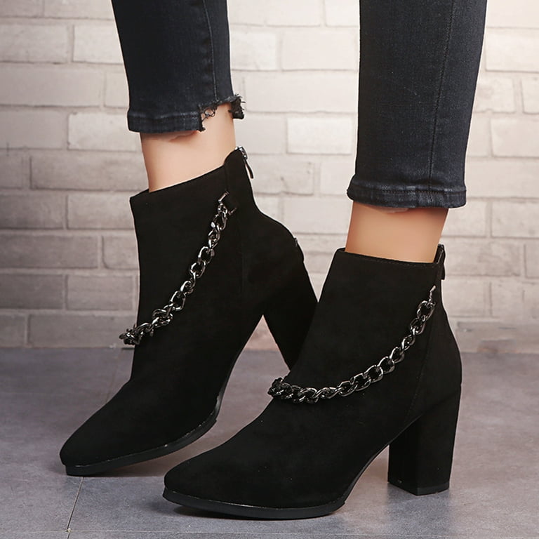 Ladies short black boots top
