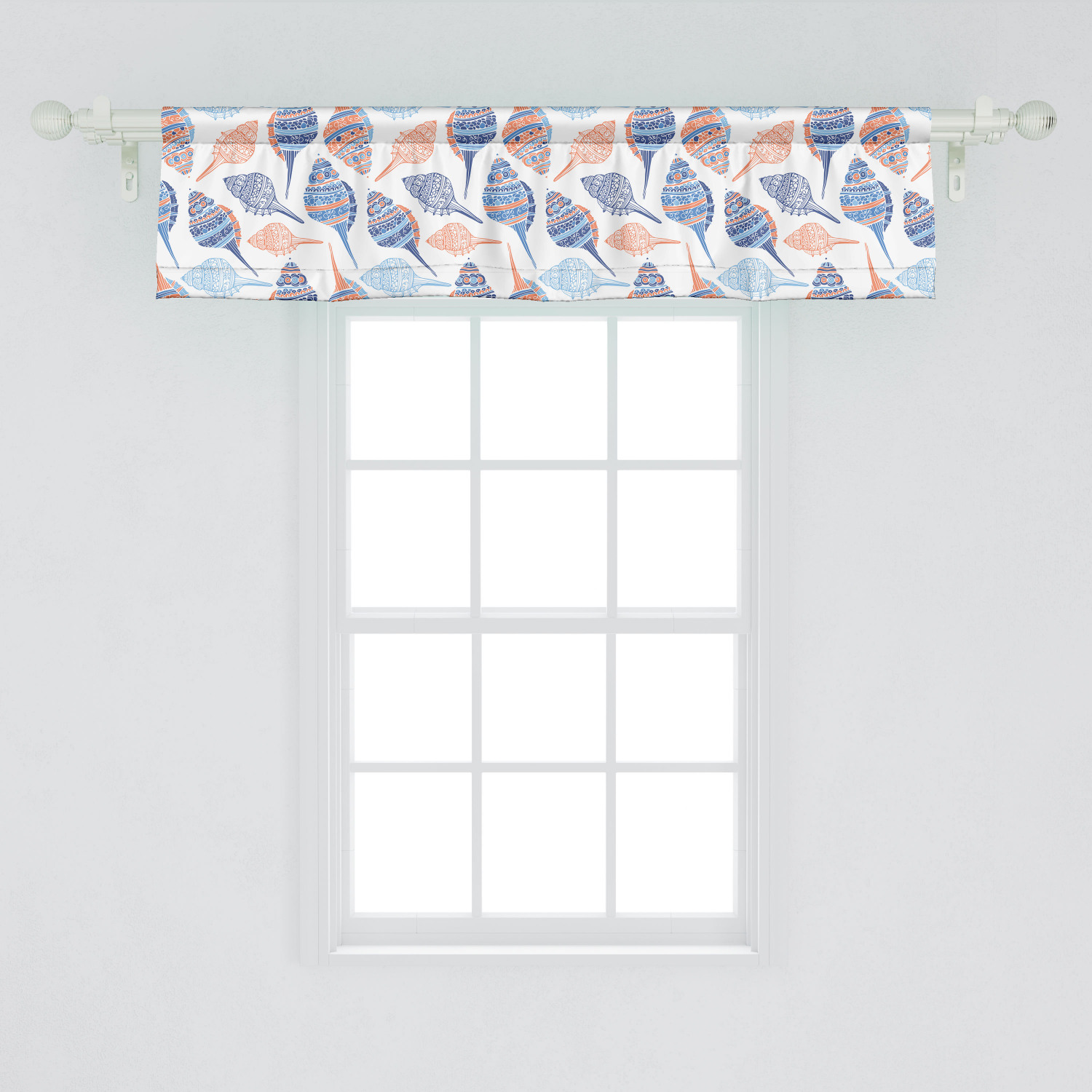 Ambesonne Ocean Window Valance, Marine Life Themed Abstract Seashells