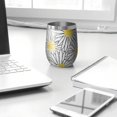 thumbnail image 3 of 12oz Stemless Wine Tumblers White Daisy Flower Black Lines Pattern Vacuum Insulated Stainless Steel Travel Tumbler Cups Mug with Lid and Straw for Champaign,Cocktail,Beer with Cleaning Brush, 3 of 5