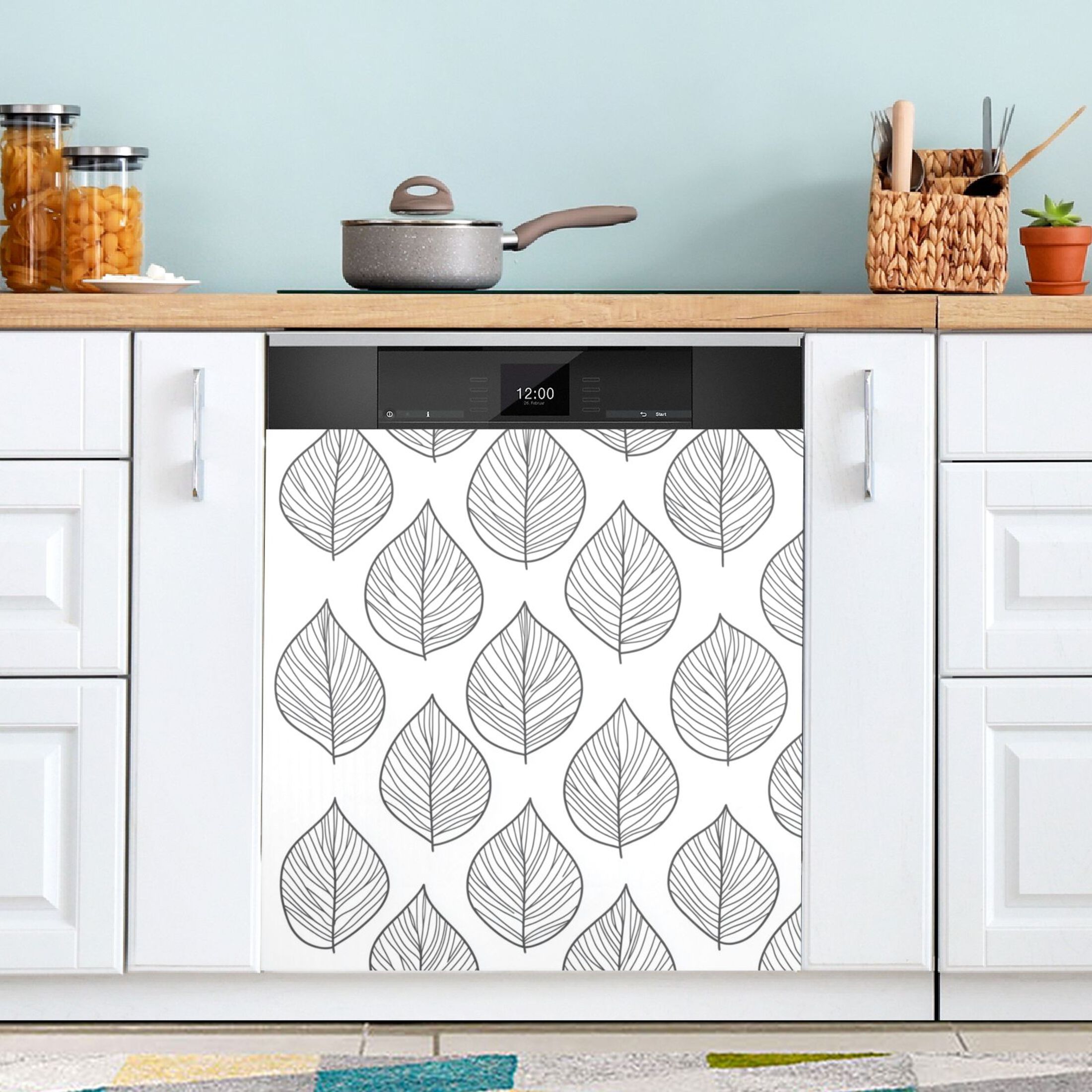 Dishwasher Magnetic Sticker 23x26 Inch Refrigerator Magnetic Sticker Washing Machine Magnetic Sticker Kitchen Panel Magnetic Sticker Home Decor Super Cool Grey Foliage