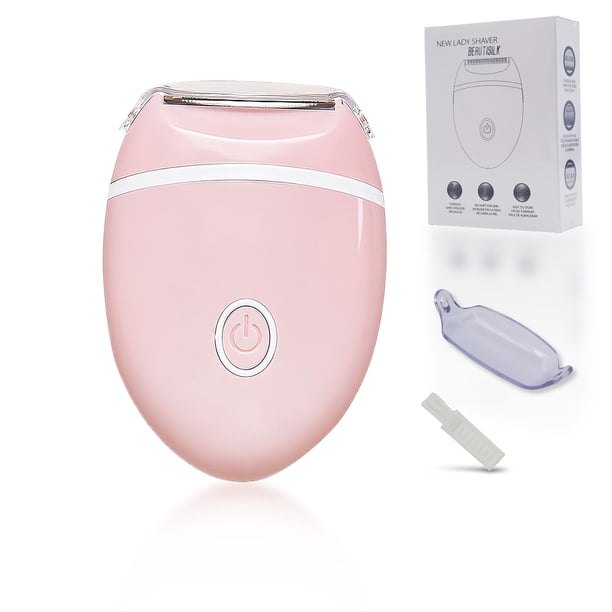 Afeitadora eléctrica para mujer: compacta, inalámbrica, para usar en seco y húmedo, con doble recortador para una piel suave y rápida, ideal para la línea del bikini y para viajes. BEAUTISILK (rosa)