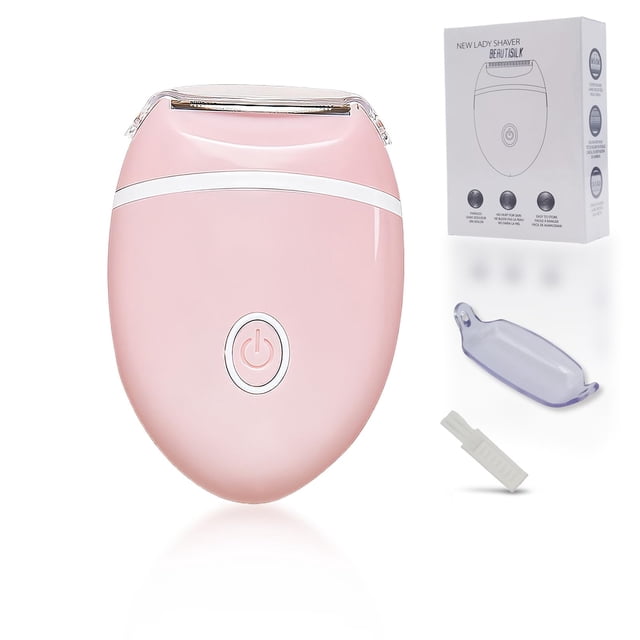 Afeitadora eléctrica para mujer: compacta, inalámbrica, para usar en seco y húmedo, con doble recortador para una piel suave y rápida, ideal para la línea del bikini y para viajes. BEAUTISILK (rosa)