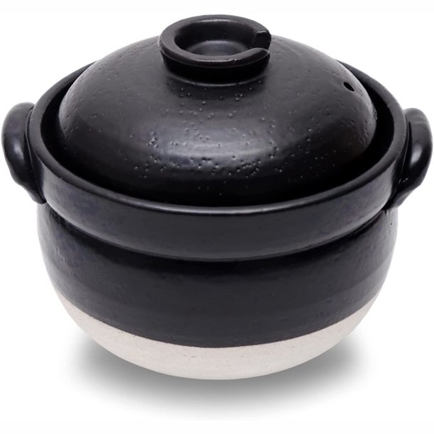 Donabe Japanese clay rice pot made in Japan for 2 to 3 cups with double