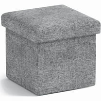 Small Storage Ottoman with Storage Small Foot Rest Stool Under Desk Stool Short Folding Footrest Linen Cloth Light Gray 12X12X12IN