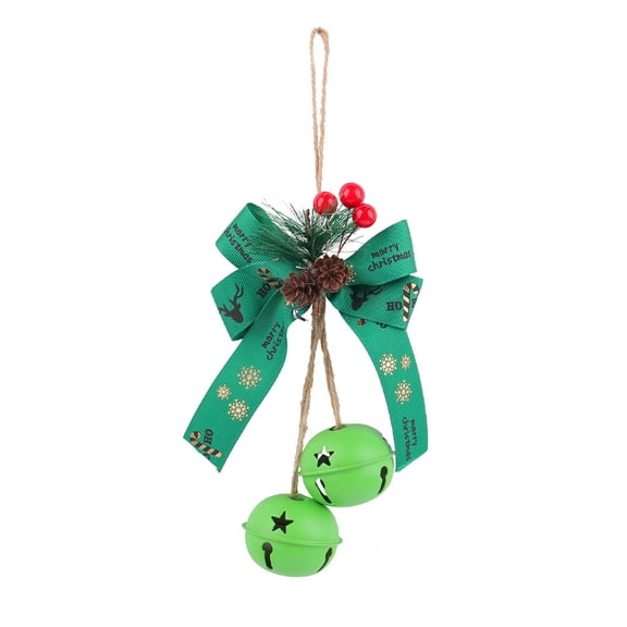Christmas Vintage Bells with Bow Christmas Tree Ornaments 4" H Decorative Bells with Bow and Jute Hanging Rope for Christmas Door Home Garden Decor DIY Craft