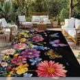 thumbnail image 3 of Fsddascl Spring Elegant Flowers Outdoor Rug for Patio/Deck/Porch, Non-Slip Large Area Rug 4 x 6 Ft, Black Pastoral Floral Indoor Outdoor Rugs Washable Area Rugs, Reversible Camping Rug Carpet Runner, 3 of 5