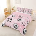 thumbnail image 2 of Castle Fairy Pink Soccer Print Full Size Comforter Sets 3-Piece, Vintage Sport Ball Bedding Comforter Set, Pink Black White,Pink Reversible,1 Comforter and 2 Pillowcases, 2 of 6