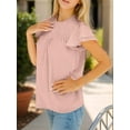 thumbnail image 6 of Weardear Summer Tops for Women 2024 Casual Dressy T Shirt Flutter Short Sleeve Lace Smocked Tops Flowy Chiffon Blouses, 6 of 7