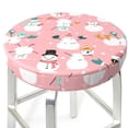 thumbnail image 3 of Susaid Cute Pink Snowman Cat Print Elastic Bar Stool Cover Personalized Washable Stool Cover for Barbershop Home Bar Kitchen-12 inch, 3 of 7