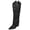 Black PU, variant on Women Brandy Suedette Foldover Knee High Boots Western Cowboy Style Pointed Toe Hidden Block High Heel Faux Suede Leather Mix Hidden Zipper Pull On Hot Pink Fuchsia 6