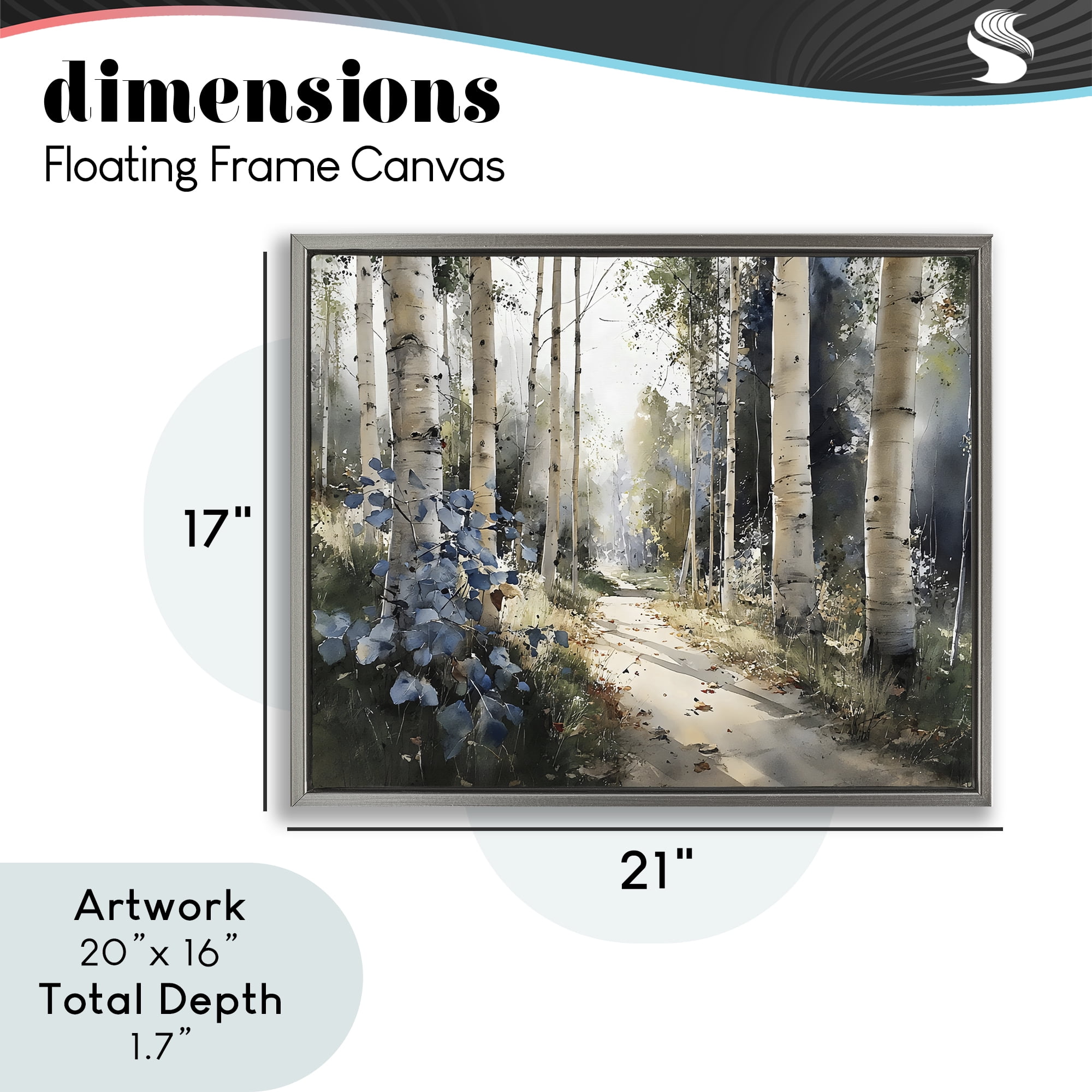 Stupell Industries Blue Birch Sunlit Forest Gray Framed Floater Canvas Wall Art, design by Franklyn Gregory