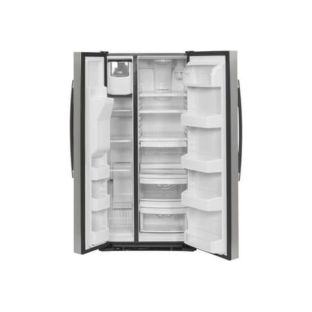 GE - 23.2 Cu. Ft. Side-by-Side Refrigerator with External Ice & Water Dispenser - Stainless steel