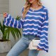 thumbnail image 3 of Suéter de punto de mujer Suéter de ganchillo a rayas de contraste casual Traje diario FLhrweasw Nuevo, 3 of 9