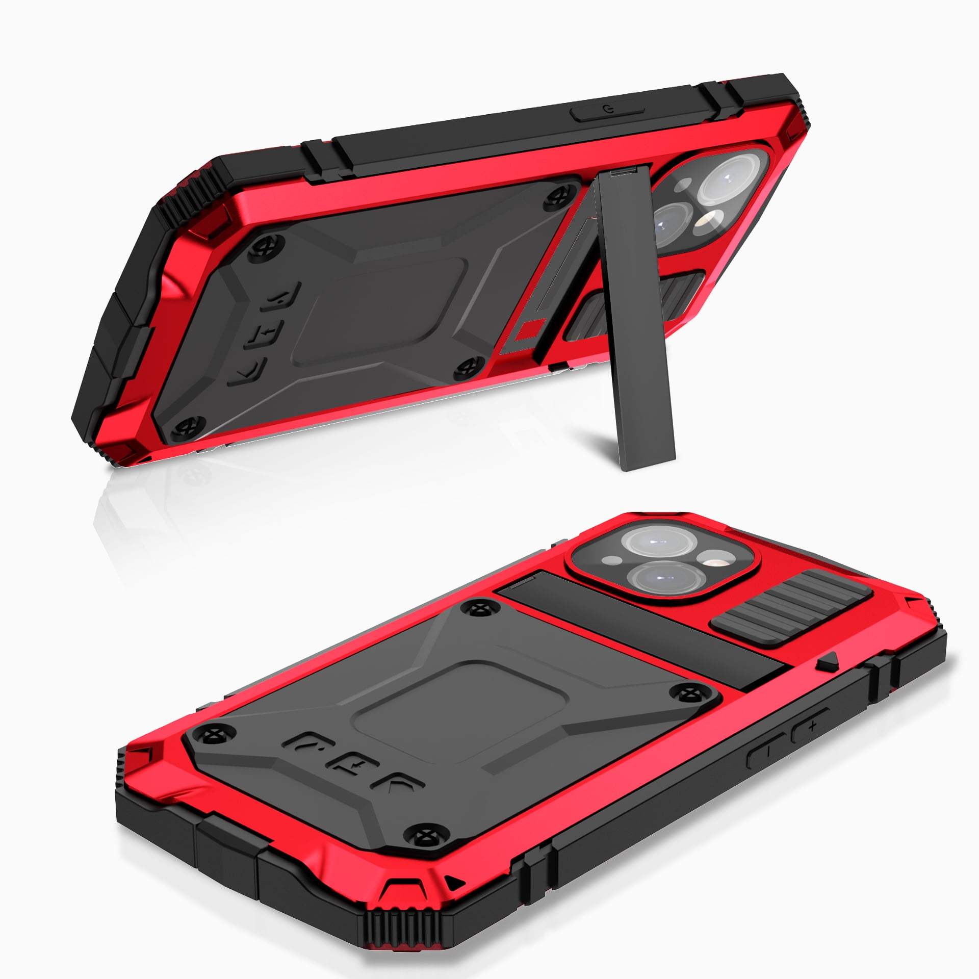 for iPhone 13 Armor Cover Case with Screen Protector, with Built-in 360° Rotate Ring Stand Heavy Duty Protection Cover Case for Apple iPhone 13, Red