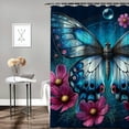 thumbnail image 2 of GOSMITH Retro Style Butterflies and Flowers Maple Leaves Decor Lumbar Shower Curtain for Bathroom Decoration White, 2 of 7