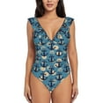 thumbnail image 2 of Yiaed Anchors Print Women's Ruffled One Piece Swimsuit V Neck Swimwear Slimming Monokini for Woman-Large, 2 of 8
