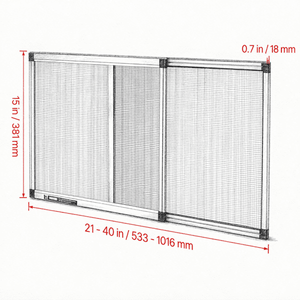 2 Pack Adjustable Window Screen, 15" H x 21"–40" W, Expandable Aluminum Frame with Durable Mesh, Horizontal or Vertical Mount, Fits Most Home Windows