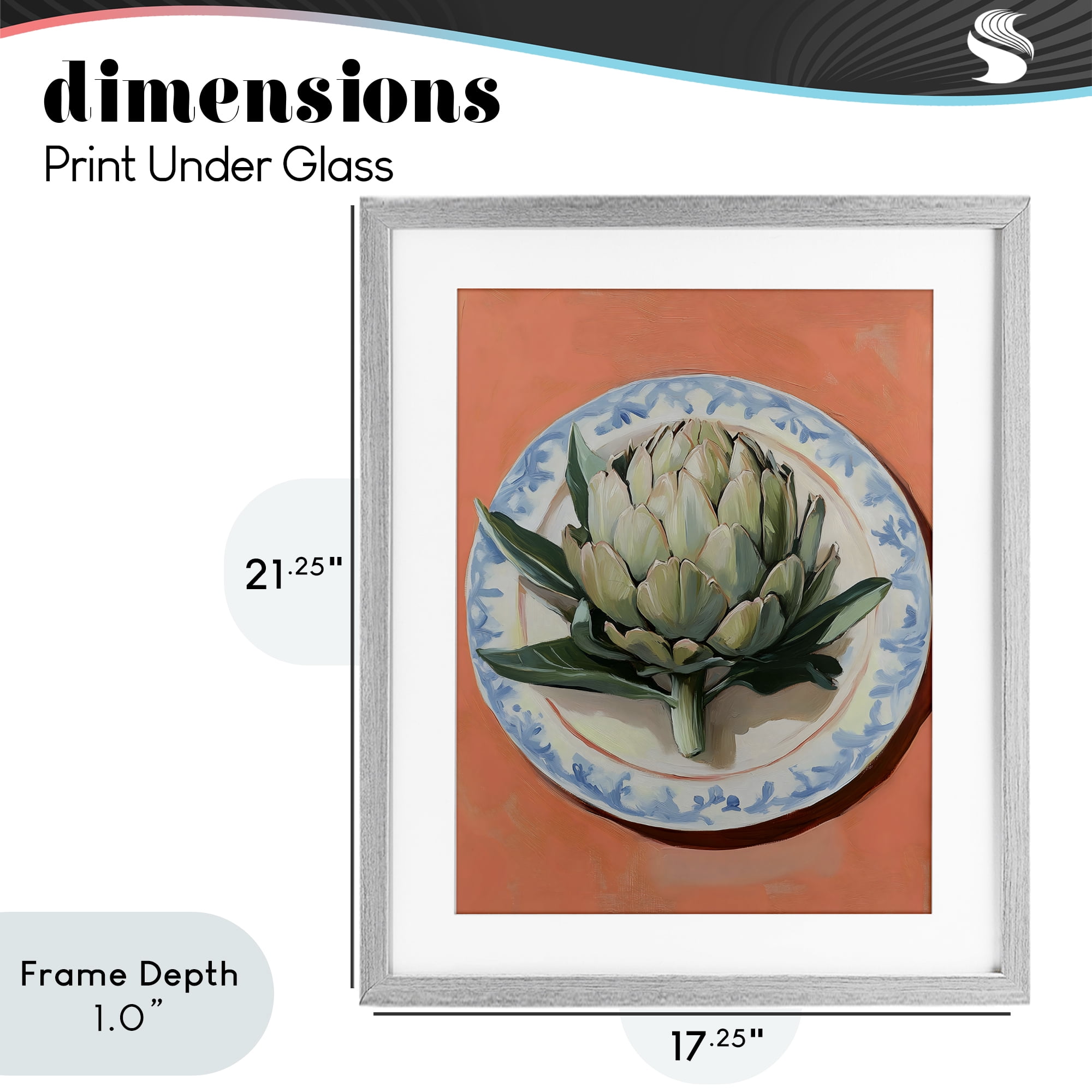 Stupell Industries Retro Artichoke over Orange Gray Framed Print Under Glass, design by The Prints Vibe