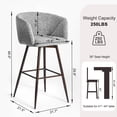 thumbnail image 5 of Homy Casa Bar Stools Set of 2, 30" Upholstered Velvet Modern Stools for Home Kitchen, Beige Grey, 5 of 5