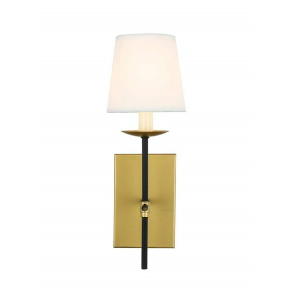 Eclipse 1 light Brass and Black and White shade wall sconce