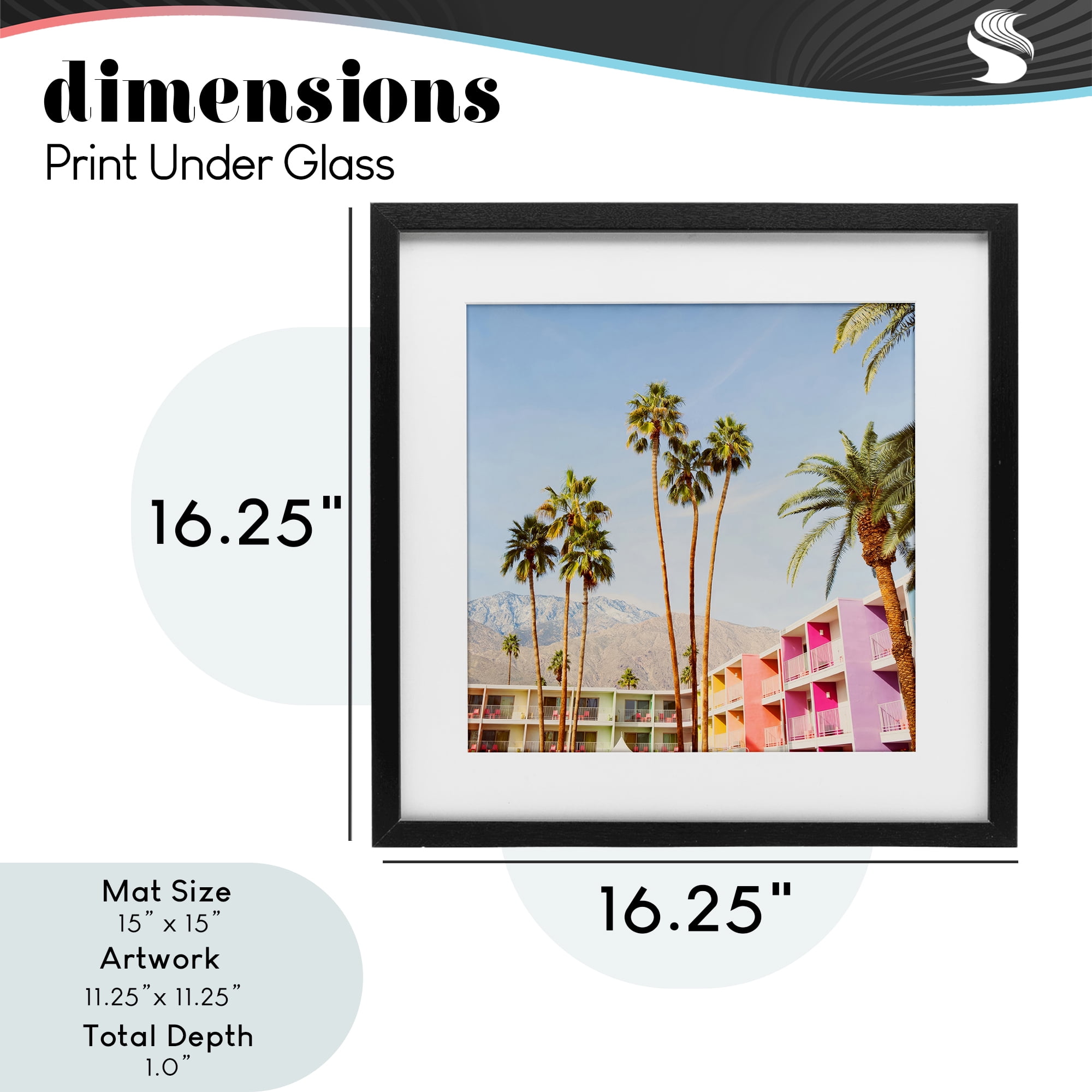 Looming Palms over Resort Black Framed Print Under Glass, design by LISH Creative