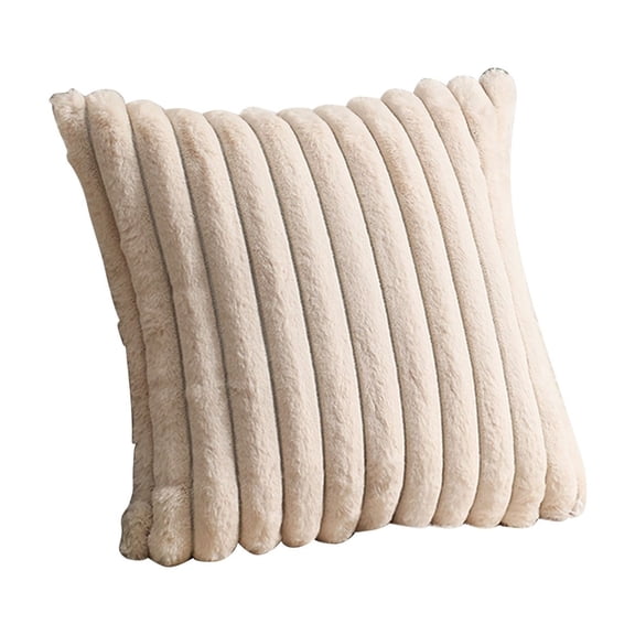 Lilixerw 18 x 18 Inch Christmas Pillow Covers,Faux Fur Plush Throw Pillow Covers,Soft Striped Decorative Couch Pillow Covers for Couch Christmas Decorations