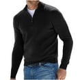 thumbnail image 2 of Txeol Mens Quarter Zip V Neck Sweaters Long Sleeve Solid Color Knitted Pullover Fall Winter Warm Pullover Tops,Black,XXXL, 2 of 6