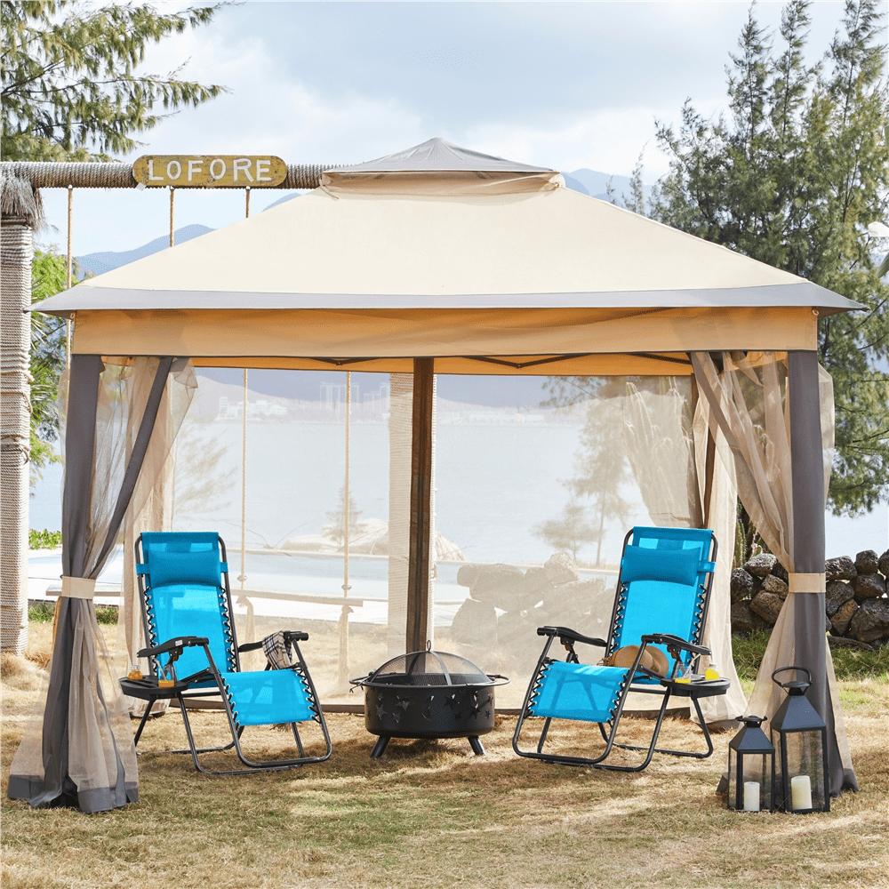 Alden Design 2pcs 26in Foldable Outdoor Zero Gravity Chair with Cupholder/Pillow, Light Blue