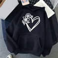 thumbnail image 4 of Women's Oversize Hoodies Comfy Long Sleeve Heart Graphic Print Pullover Sweatshirts Classic-Fitted Tops with Pocket(Black,S), 4 of 4
