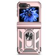 thumbnail image 6 of JTCASES for Samsung Galaxy Z Flip5 Case, Heavy Duty Protection Magnetic Car Mount Rotating Stand [Slide Camera Window] Rugged Shockproof Anti-fall Shell for Z Flip5, Rosegold, 6 of 9