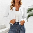 thumbnail image 6 of Vmvidoty Long Sleeve Shrug Top for Women's Collarless Pleated Open Front Cropped Cardigan White L, 6 of 6