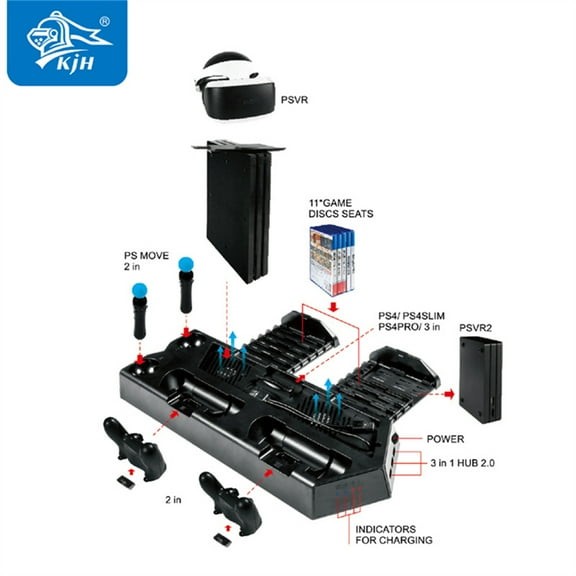 Cooling Fan Charging Dock Vertical Stand for PS4 Slim Pro Controller