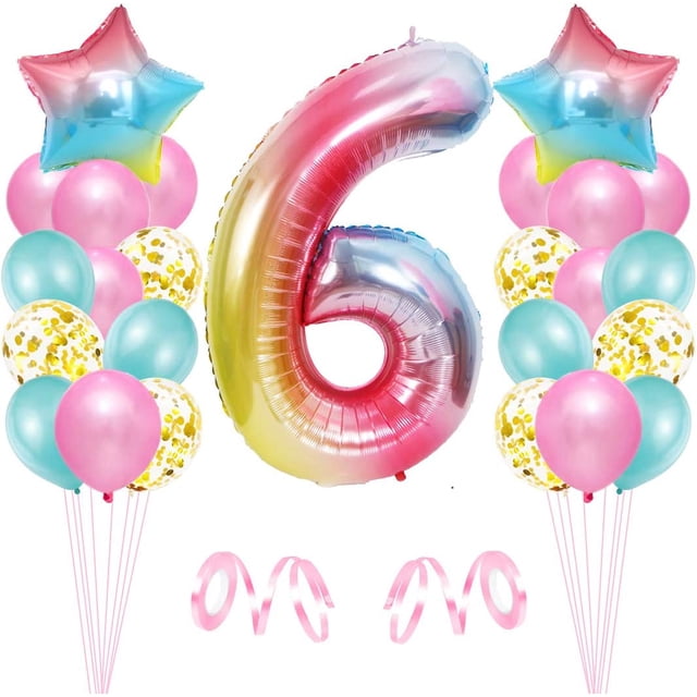 Globo niña cumpleaños 6, cumpleaños 6, globo rosa número 6, decoración cumpleaños, globo feliz cumpleaños, decoración fiesta niña cumpleaños 6