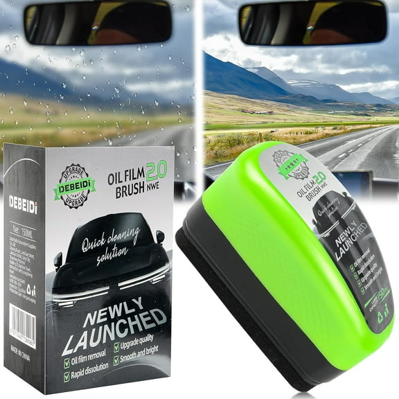 Wrongduck Automotive Oil Film Cleaning Brush with 150ml Glass Cleaner, Car Windshield Oil Film Remover for Windows and Mirrors, Anti-Fog Clear Vision Tool
