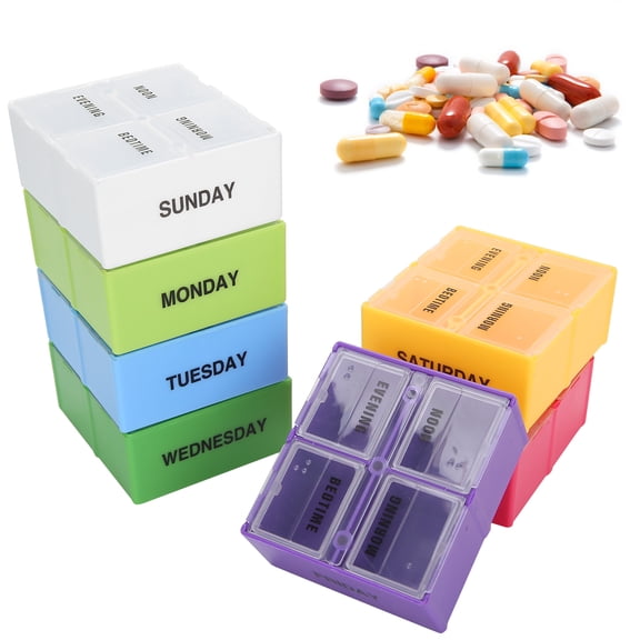 Cute Pill Organizer 2 Times a Day, Plastic Pill Case for Women, Portable Weekly Pill Box for Purse to Hold Vitamins/Medications/Fish Oils/Supplements