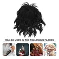 thumbnail image 4 of OULII Daily Wear Curly Bun Hair Piece Wig Black High Temperature Wire 1Set, 4 of 5